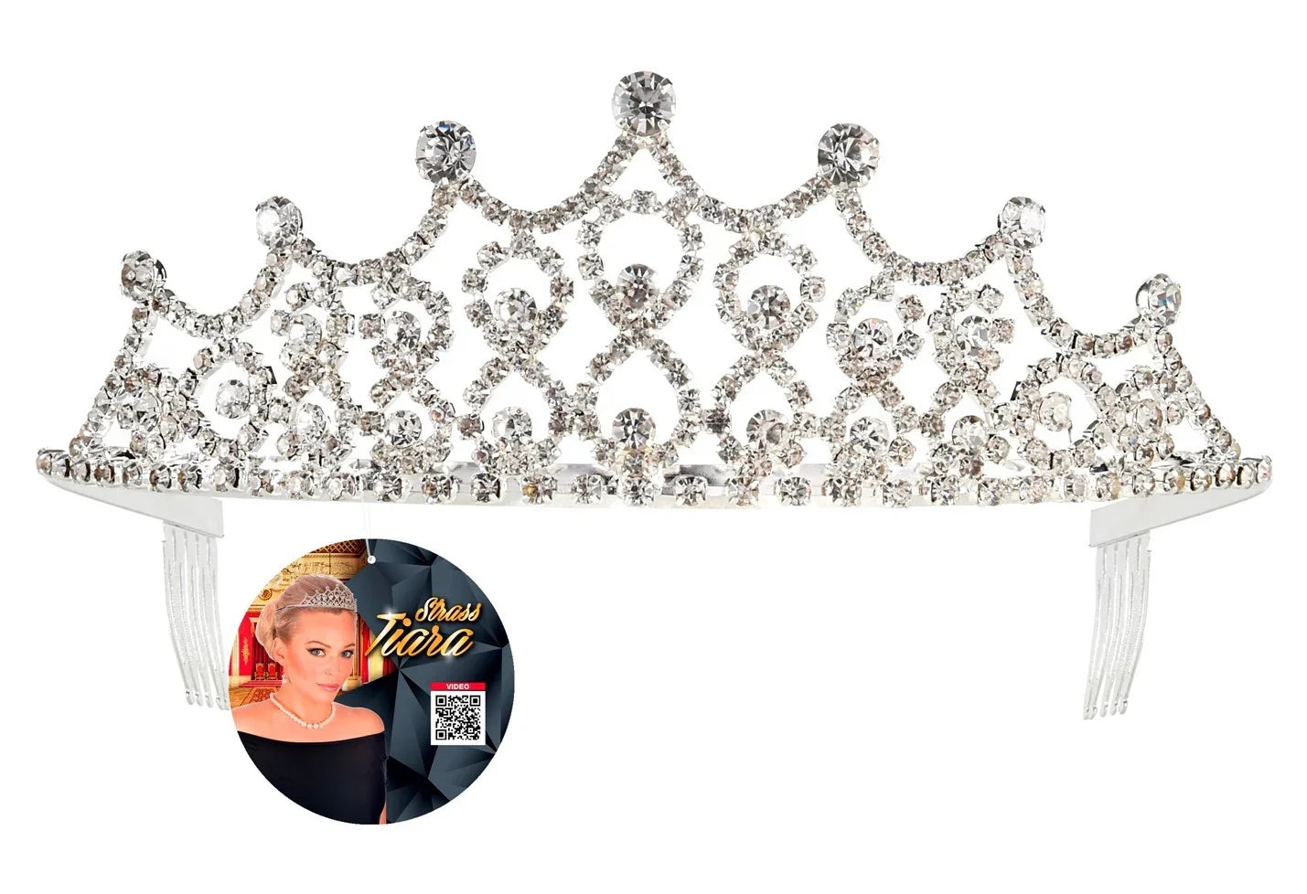 Tiara de Reina Metálica con Pedrería de Strass Coronas y Tiaras Widmann