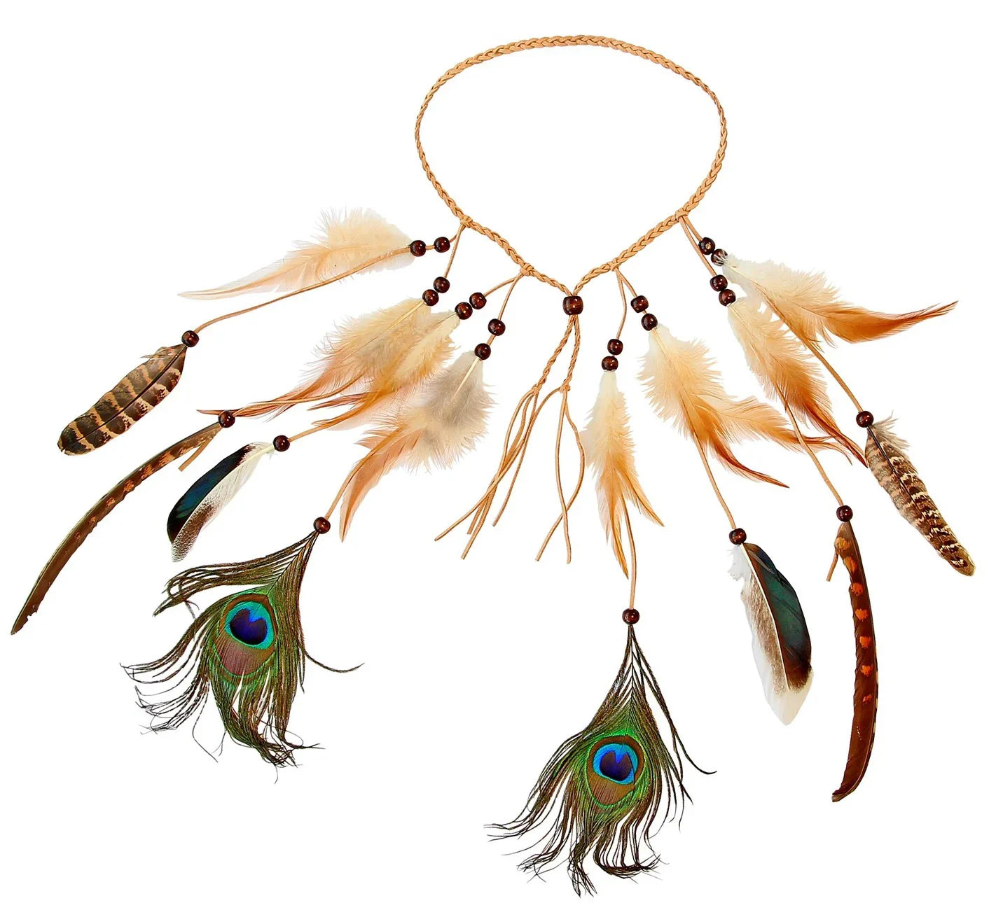 Cinta Hippie para el Pelo con Plumas de Animales Complementos Hippies Widmann