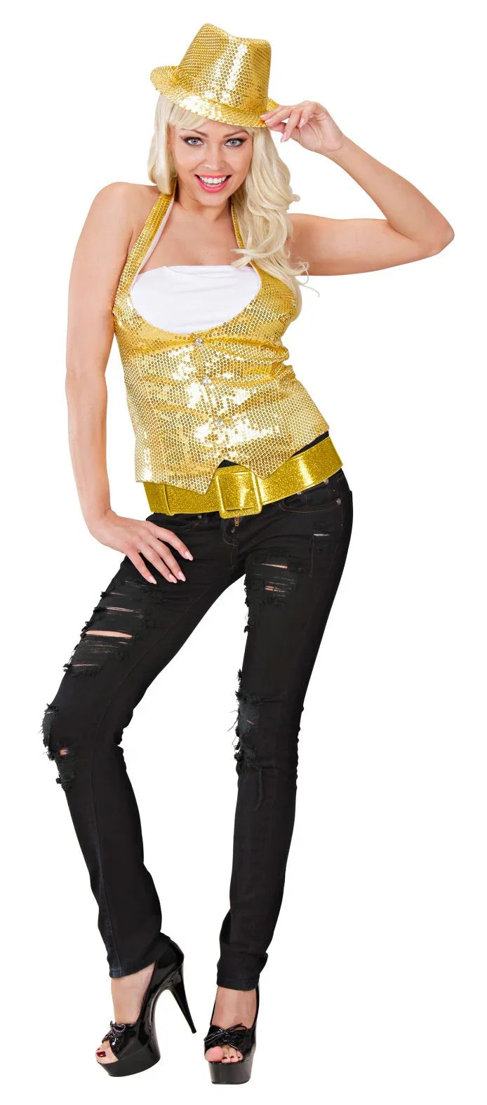 Cinturón Dorado con Purpurina Disco Años 70 Cinturones Widmann