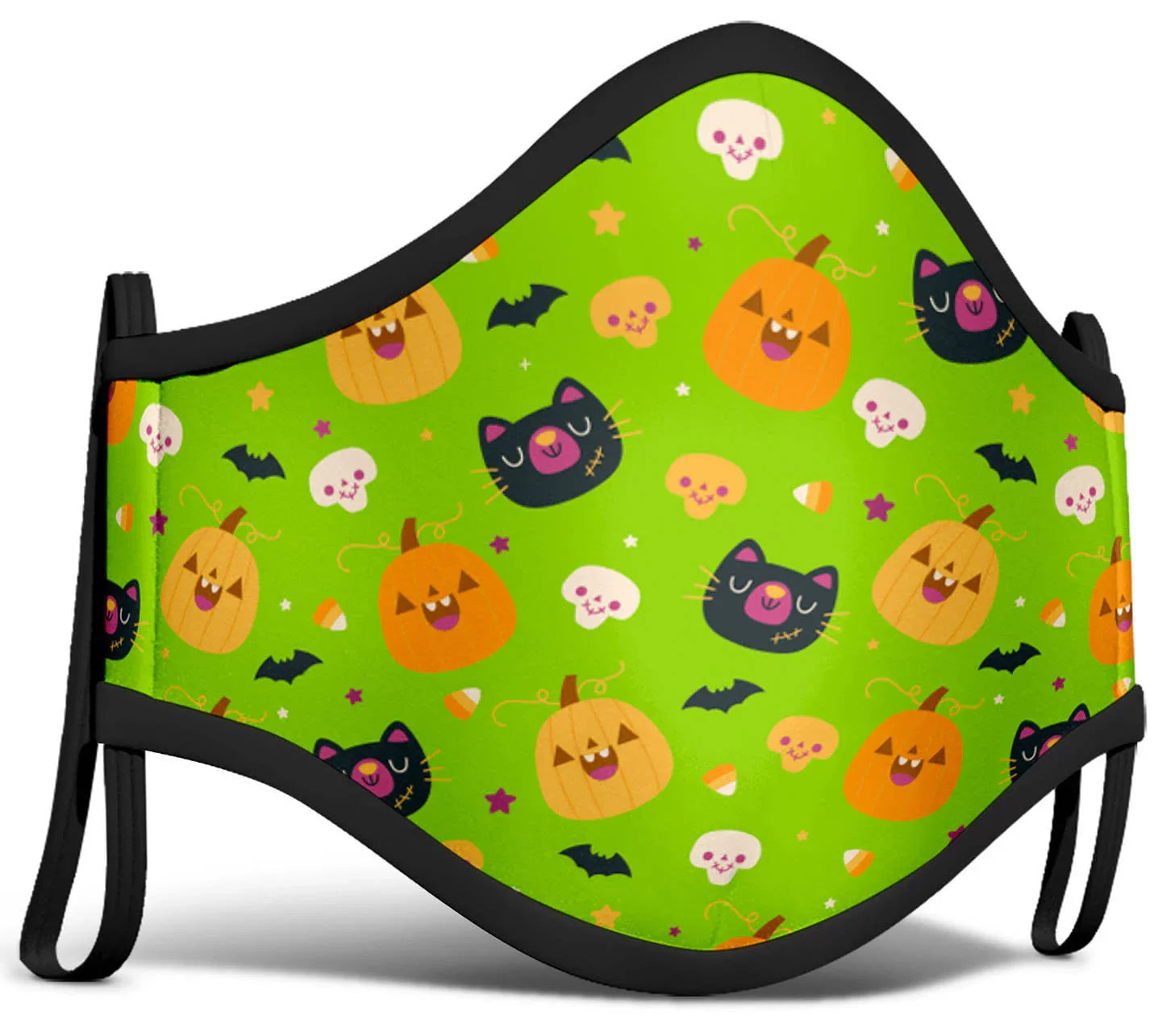 Mascarilla de Halloween Verde Estampada Infantil Mascarillas Halloween Viving