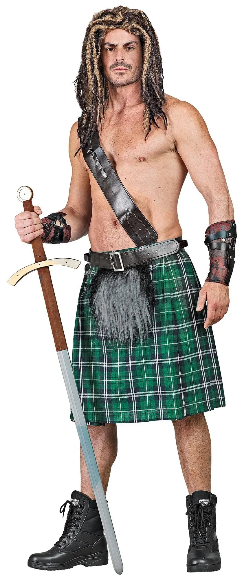 Kilt Escocés Verde con Bolso para Adulto Complementos Escoceses Widmann