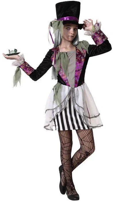 Disfraz de Sombrerera Zombie para Niña Sombrerero Loco Atosa