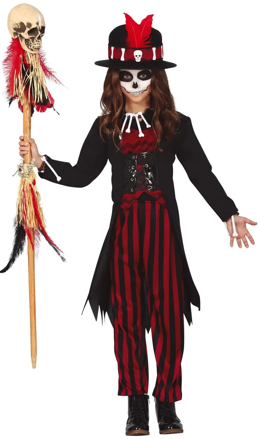 Disfraz de Hechicera Voodoo para Niña Hechiceros y Muñecas Vudú Guirca