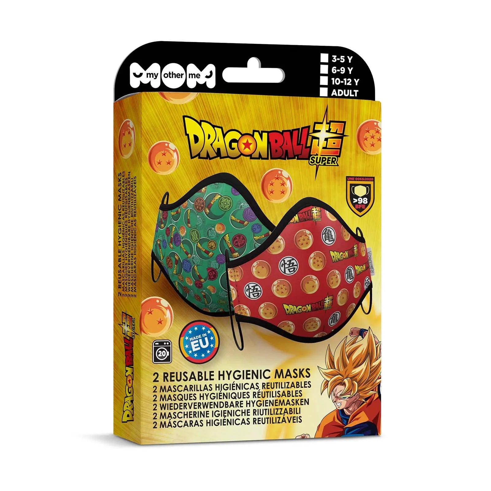 Mascarilla de Dragon Ball Roja y Verde Infantil Dragon Ball Viving