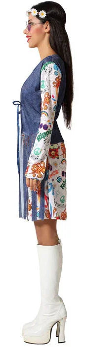 Disfraz de Hippie Jeans Estampado para Mujer Hippie Atosa