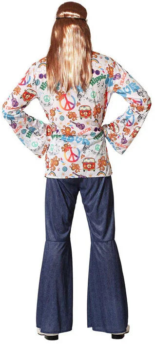 Disfraz de Hippie Jeans Estampado para Hombre Hippie Atosa