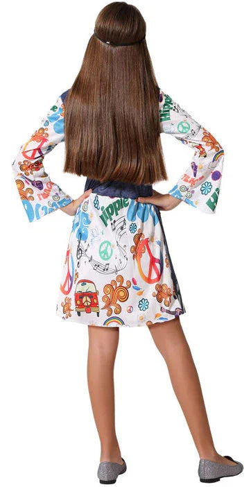 Disfraz de Hippie Jeans Estampado para Niña Hippies Infantiles Atosa
