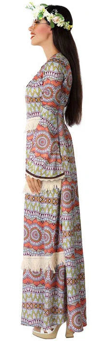 Disfraz de Hippie Vintage Largo para Mujer Hippie Atosa