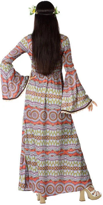Disfraz de Hippie Vintage Largo para Mujer Hippie Atosa