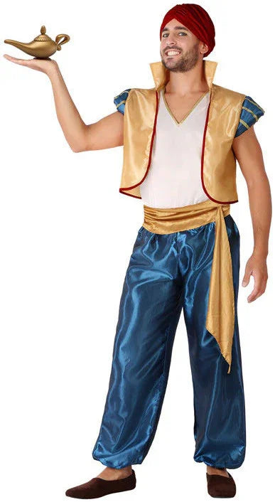 Disfraz de Árabe Dorado y Azul para Hombre Árabe Atosa