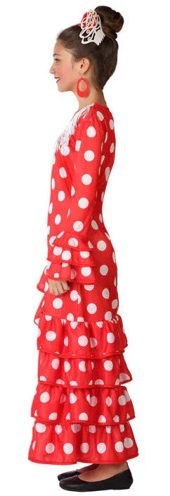 Disfraz de Flamenca Rojo Infantil Sevillanas Atosa