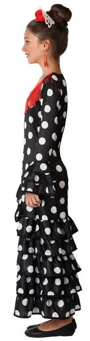 Disfraz de Flamenca Negro Infantil Sevillanas Atosa