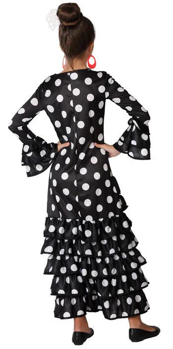 Disfraz de Flamenca Negro Infantil Sevillanas Atosa