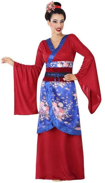 Disfraz de Geisha Granate y Azul para Mujer Geishas Atosa