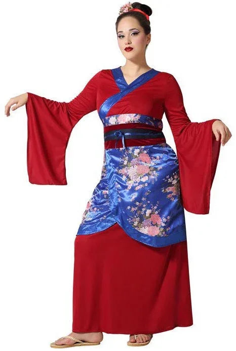 Disfraz de Geisha Granate y Azul para Mujer Geishas Atosa