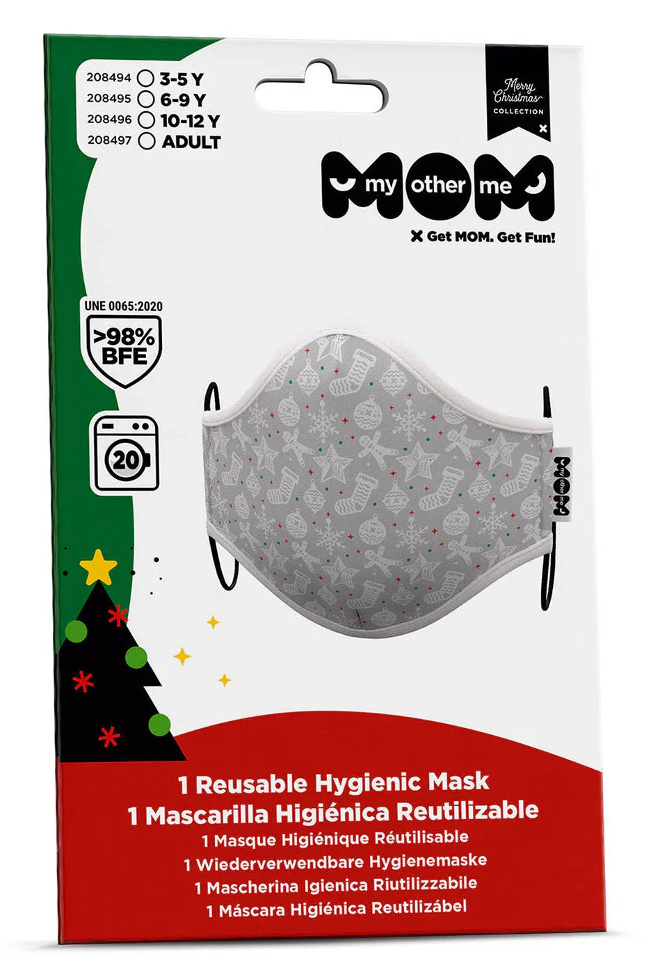 Mascarilla Gris Estampado Navidad Infantil Mascarillas Navideñas Viving