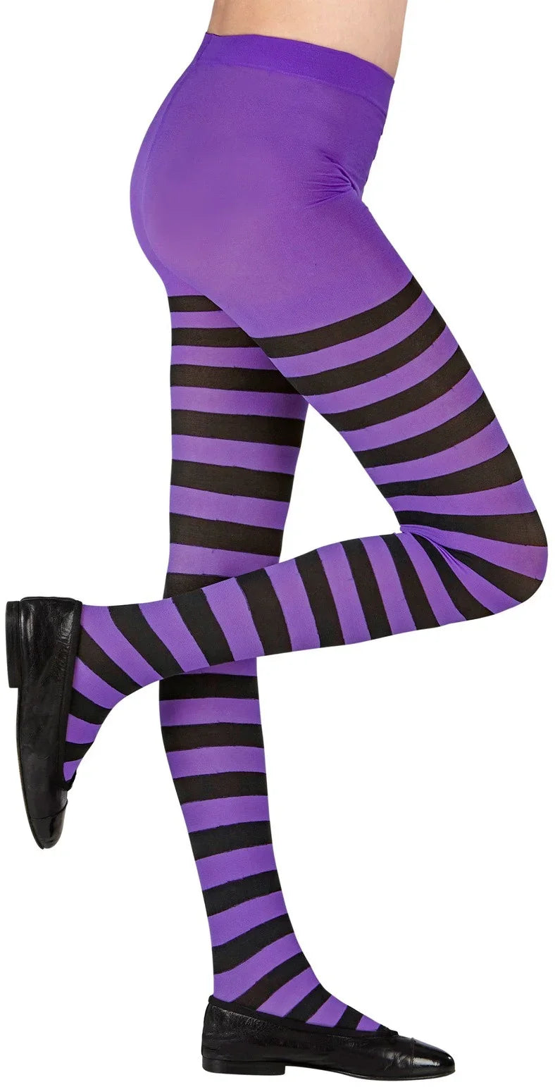 Pantys para Niña de Rayas Moradas y Negras Medias y Pantys Widmann