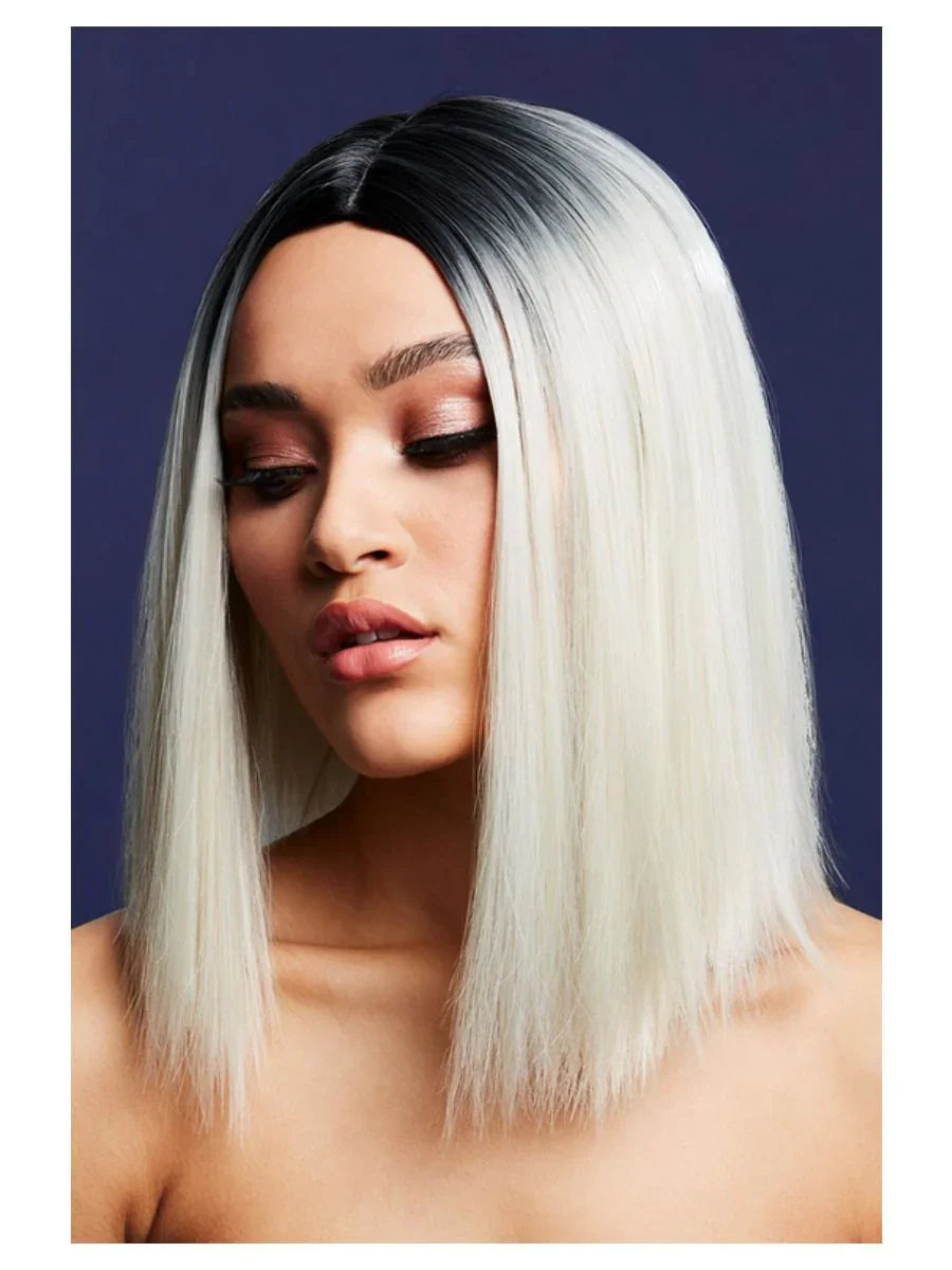 Peluca Rubia Lisa con Raíces Negras Premium Pelucas Rubias Smiffys