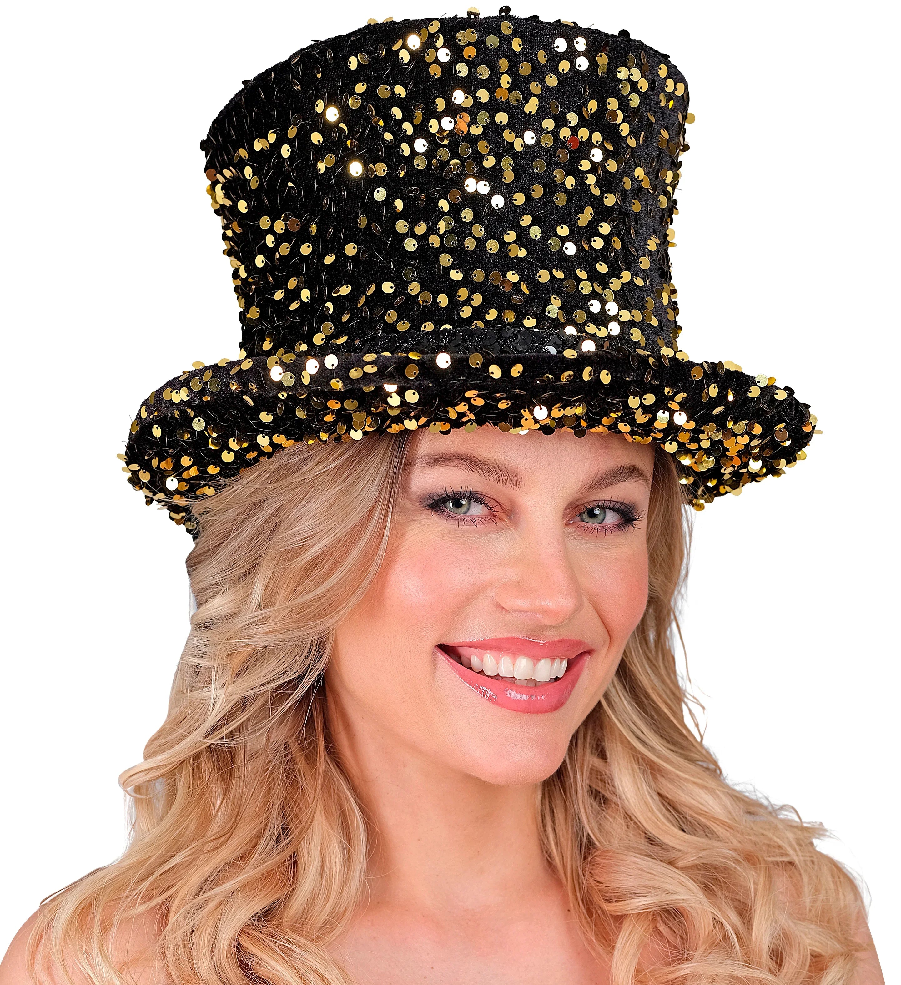 Chistera Negra Acampanada con Lentejuelas Doradas Chisteras Widmann