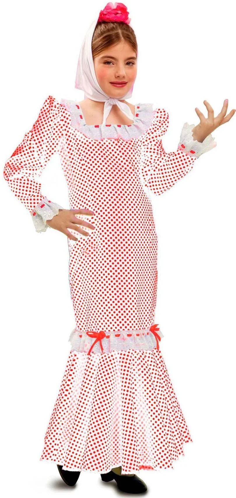 Disfraz de Chulapa Madrileña Blanco para Niña Chulapos y Chulapas Viving