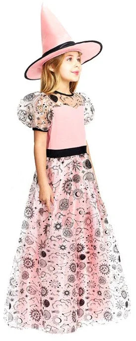 Disfraz de Bruja Bondadosa Rosa para Niña Brujas Partilandia