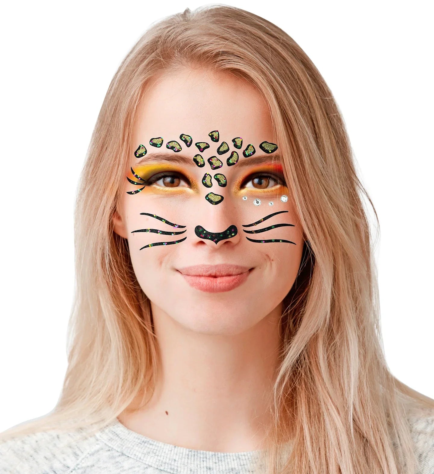 Set de Adhesivos de Leopardo con Purpurina Kits de Maquillaje Widmann