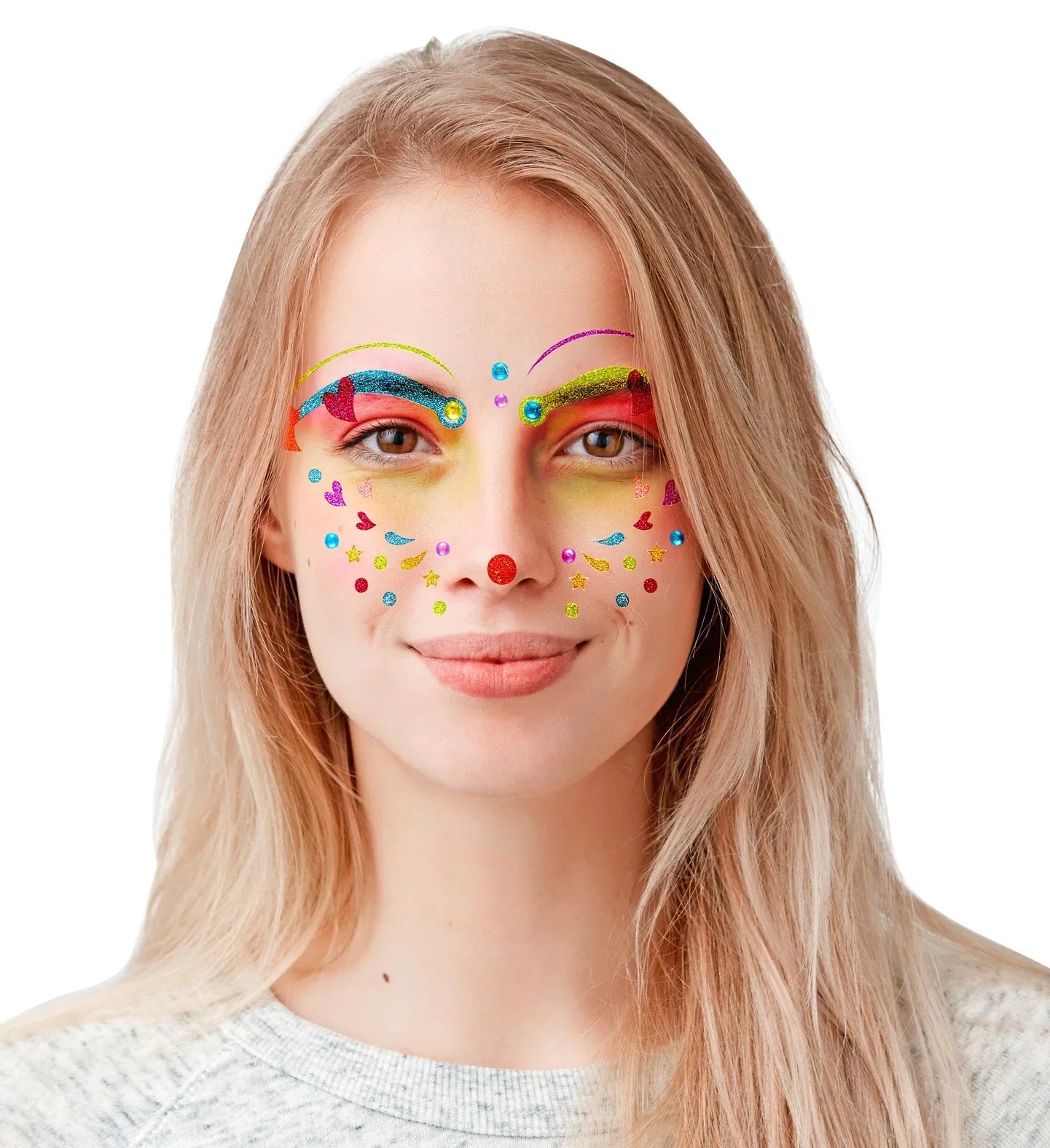 Set de Adhesivos de Payaso con Purpurina Kits de Maquillaje Widmann