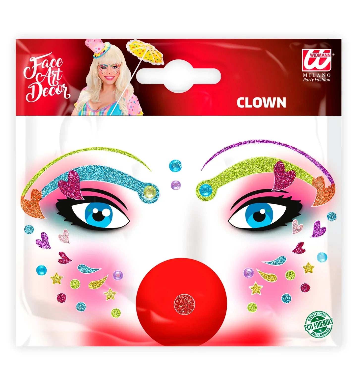 Set de Adhesivos de Payaso con Purpurina Kits de Maquillaje Widmann