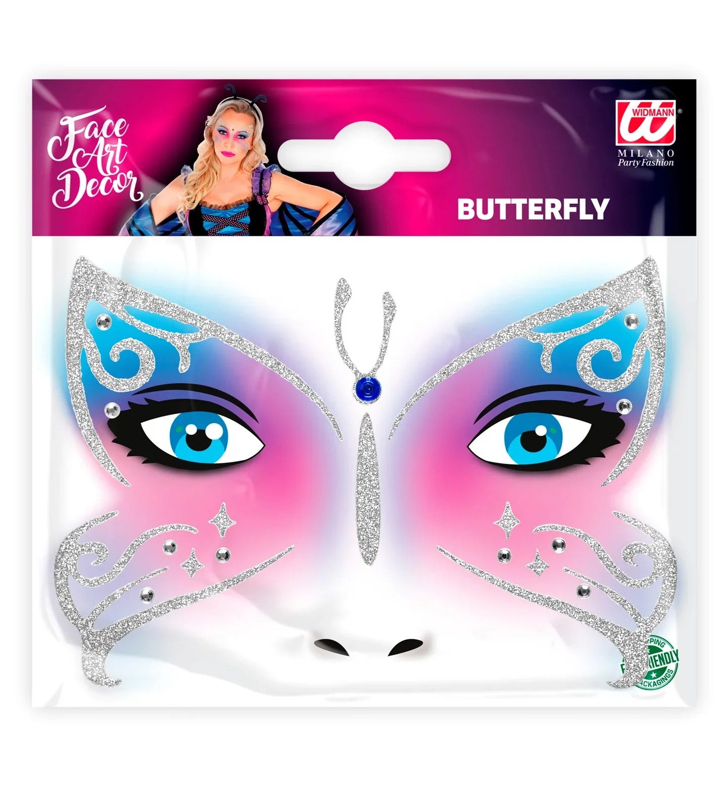 Set de Adhesivos de Mariposa con Purpurina Kits de Maquillaje Widmann