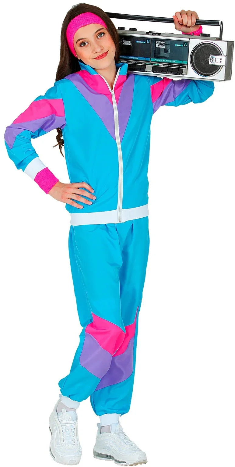 Disfraz Chándal de Táctel Ochentero Azul Infantil Chándales de Táctel Años 80 Widmann