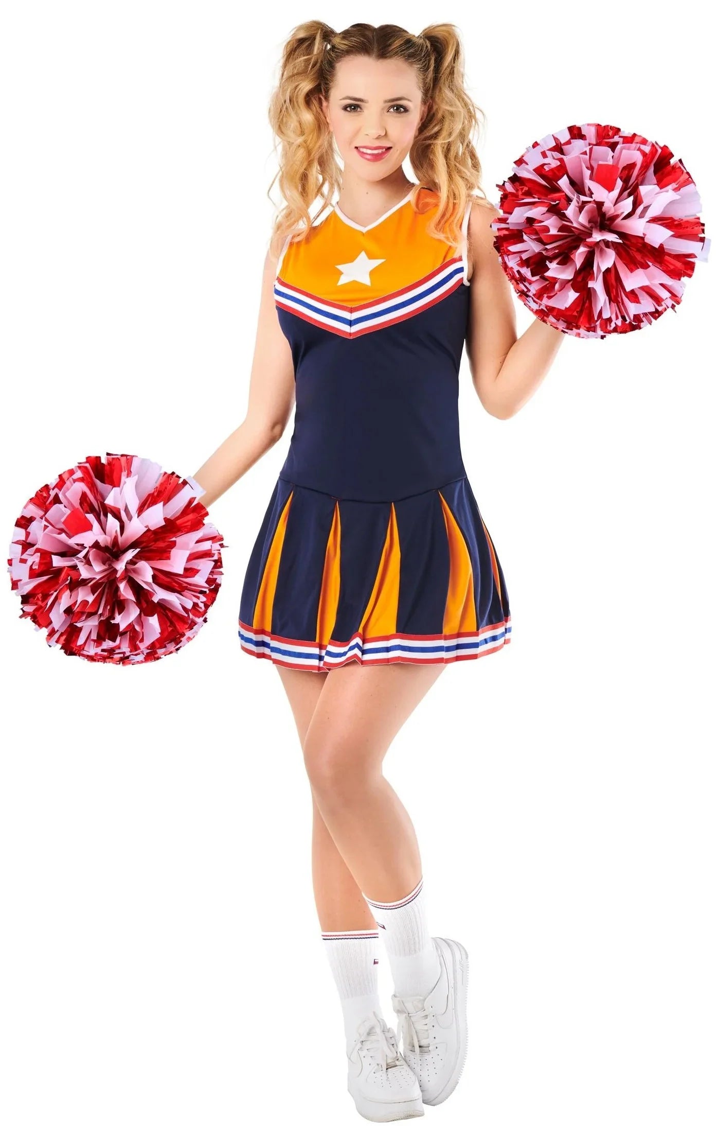 Disfraz de Animadora Azul y Naranja para Mujer Animadoras Kimokawaii