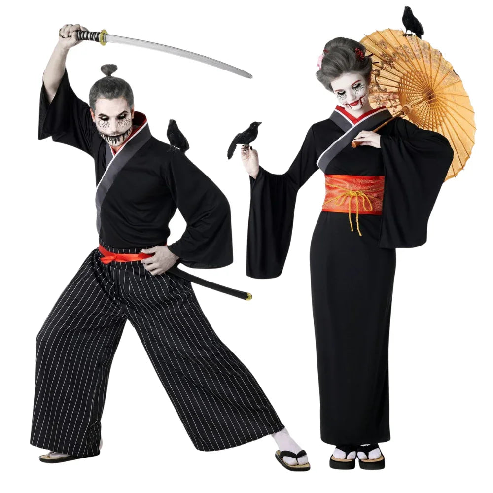 Disfraces en Pareja de Samurái y Geisha Negros Orientales Disfraces Simon