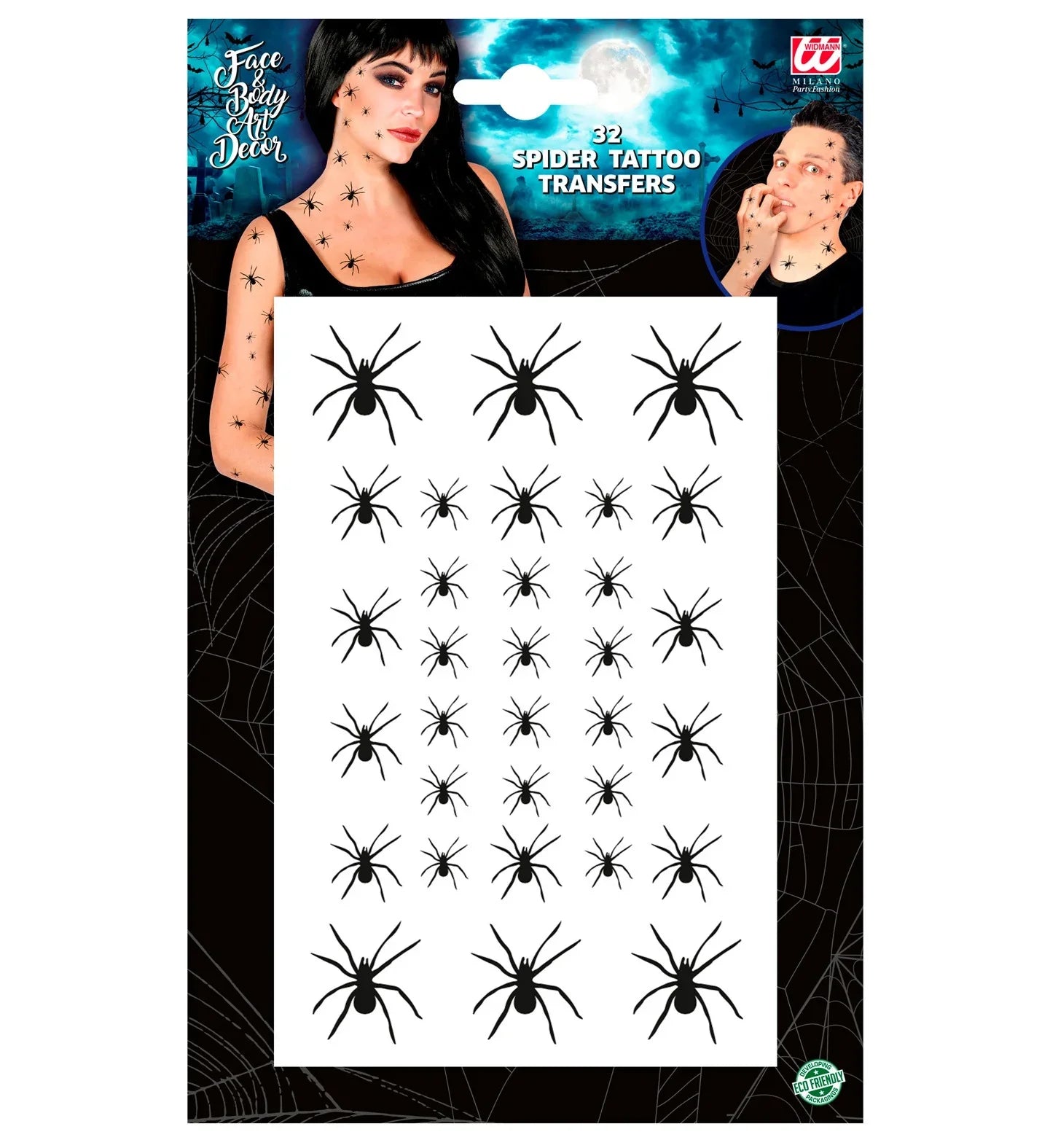 Set de Tatuajes de Araña Maquillaje Halloween Widmann