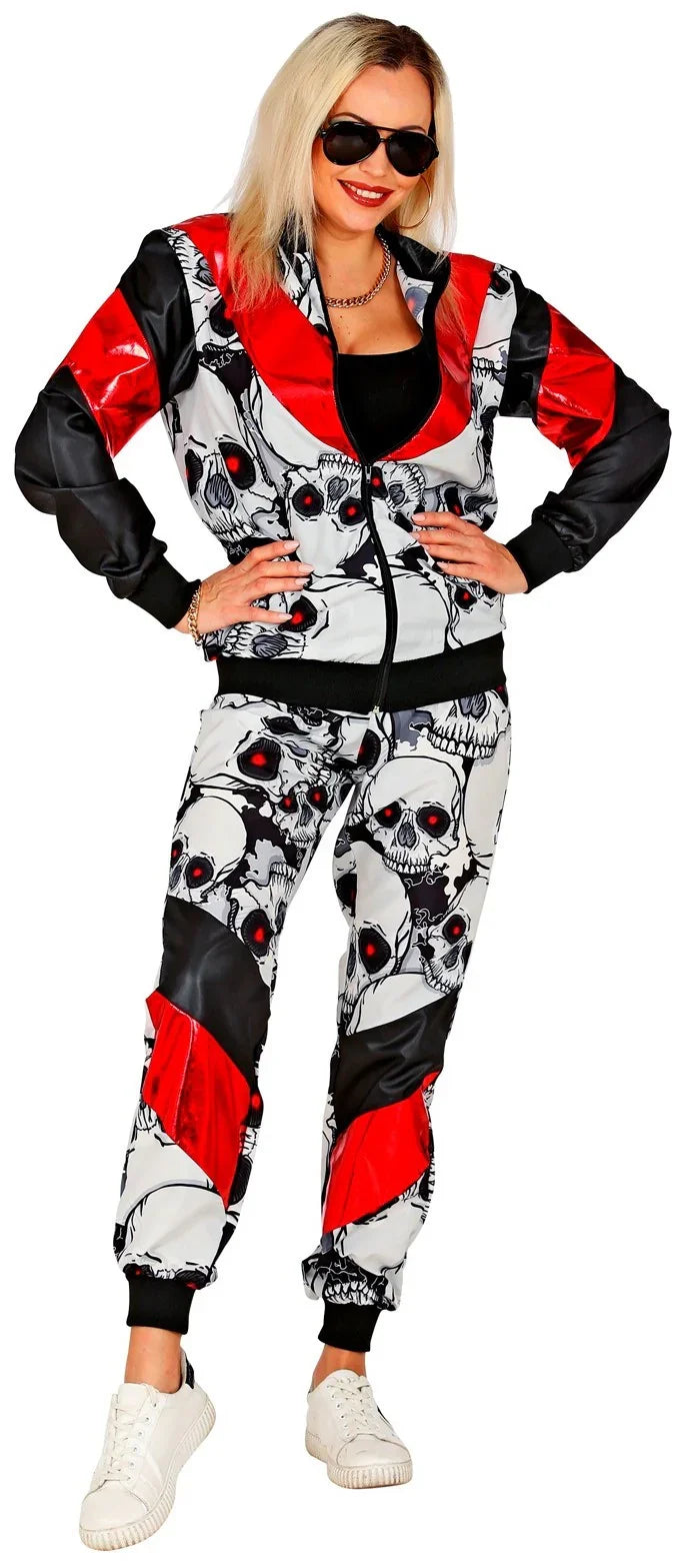 Disfraz Chándal de Táctel de Calaveras para Adulto Chándales de Táctel Años 80 Widmann
