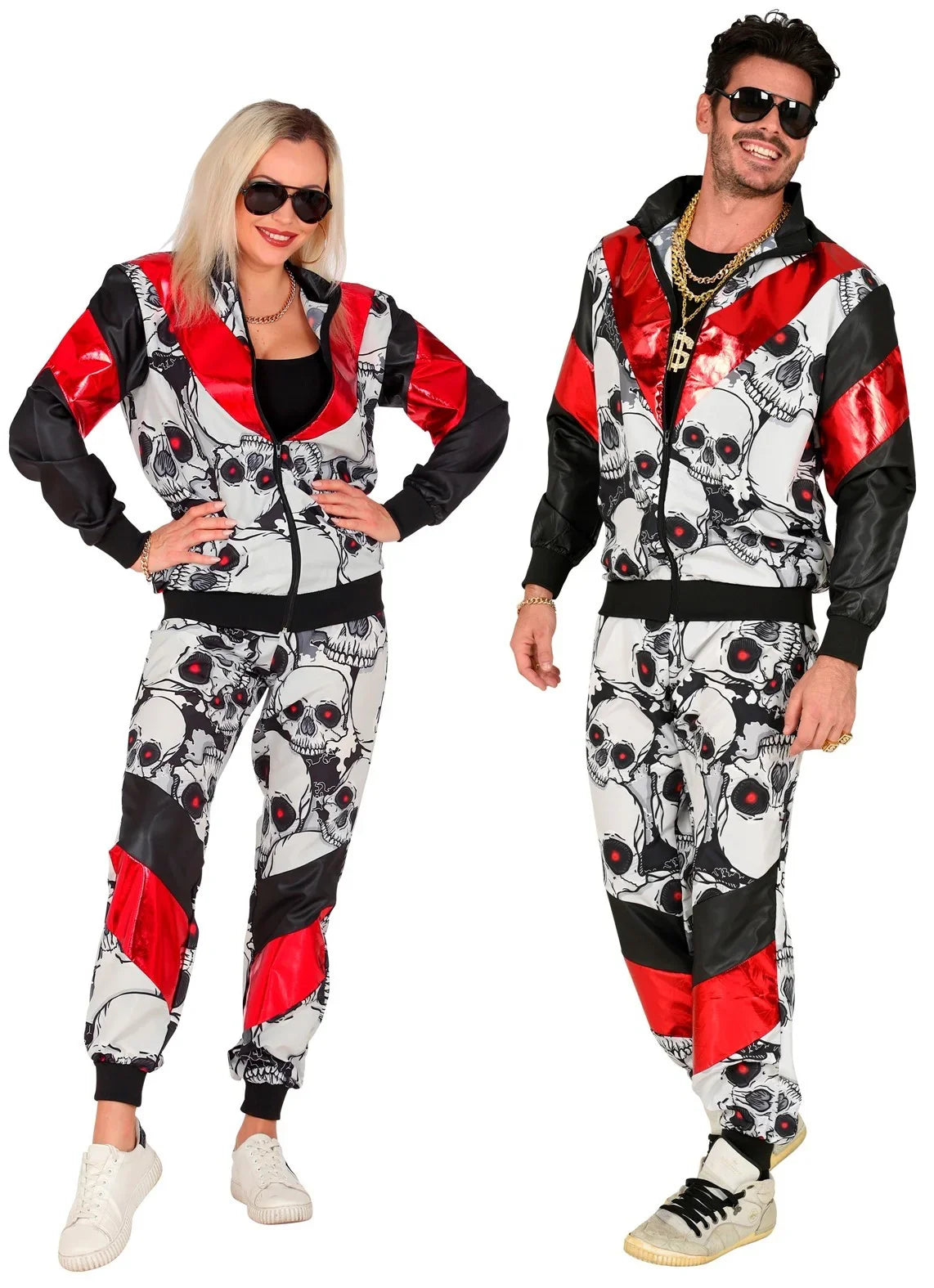 Disfraz Chándal de Táctel de Calaveras para Adulto Chándales de Táctel Años 80 Widmann
