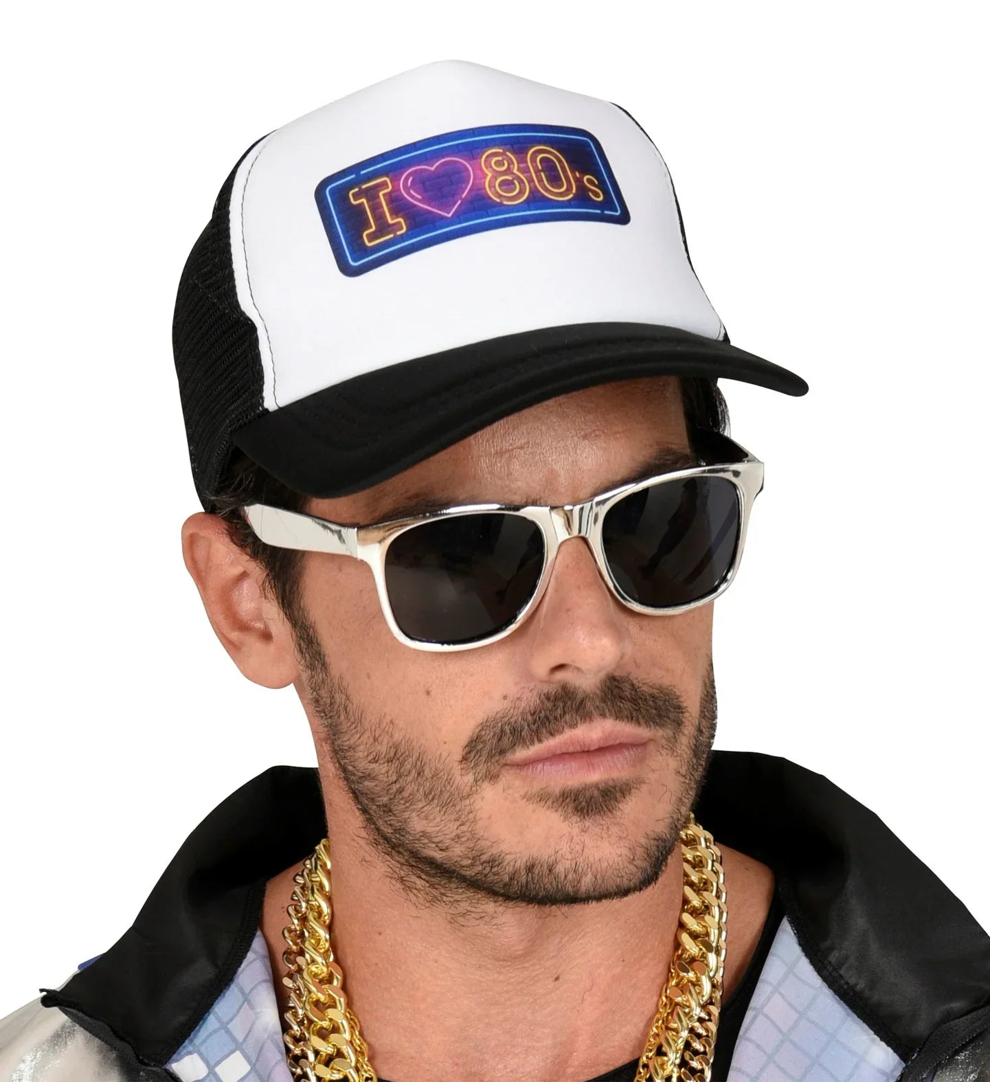 Gorra Negra de Rejilla Ochentera Complementos Años 60, 70, 80 Widmann