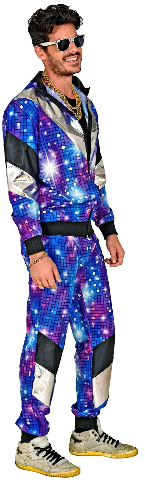 Disfraz Chándal de Táctel de Bola Disco para Adulto Chándales de Táctel Años 80 Widmann