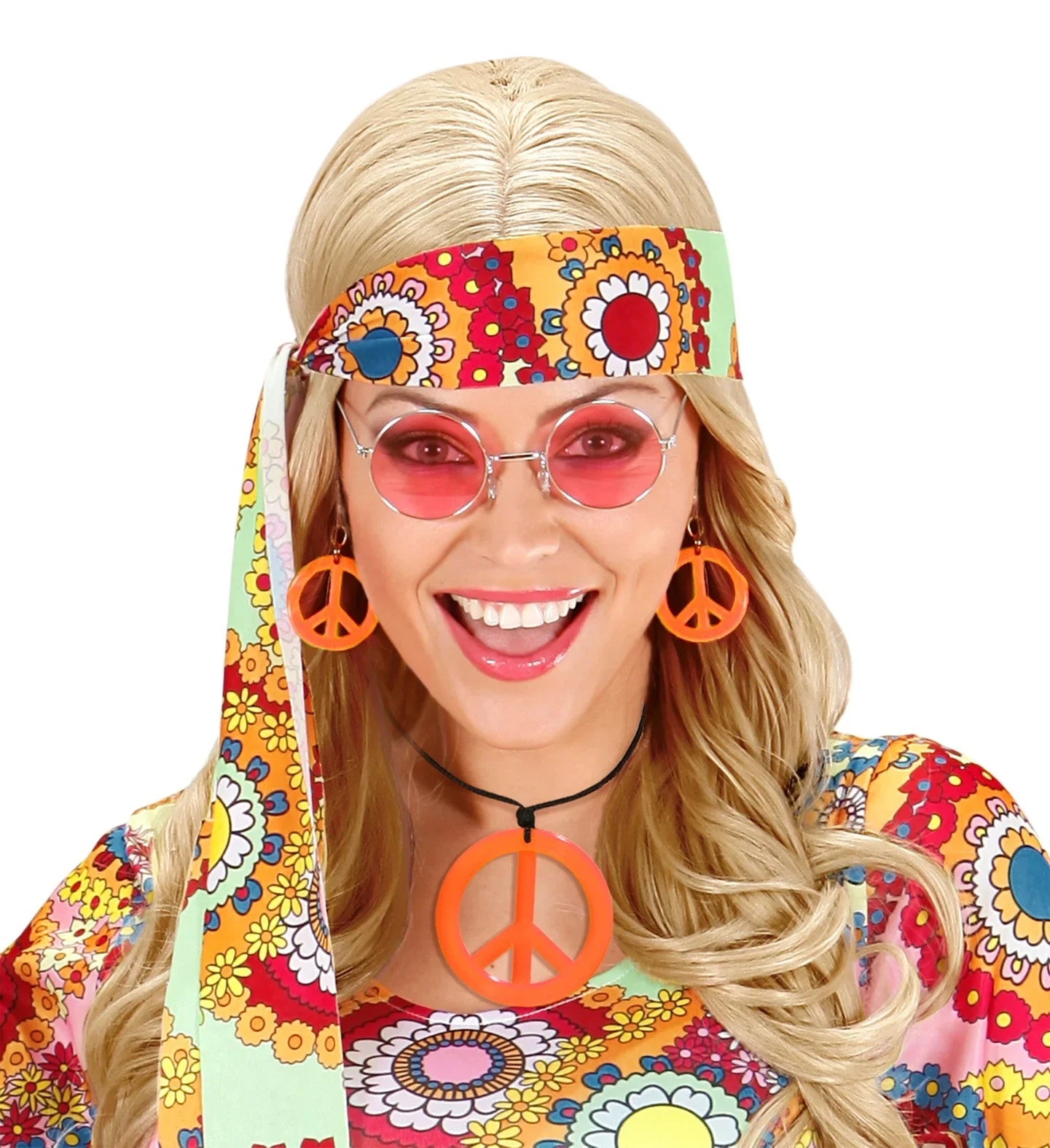 Pendientes y Collar Hippies en Diferentes Colores COMPLEMENTOS Widmann Naranja