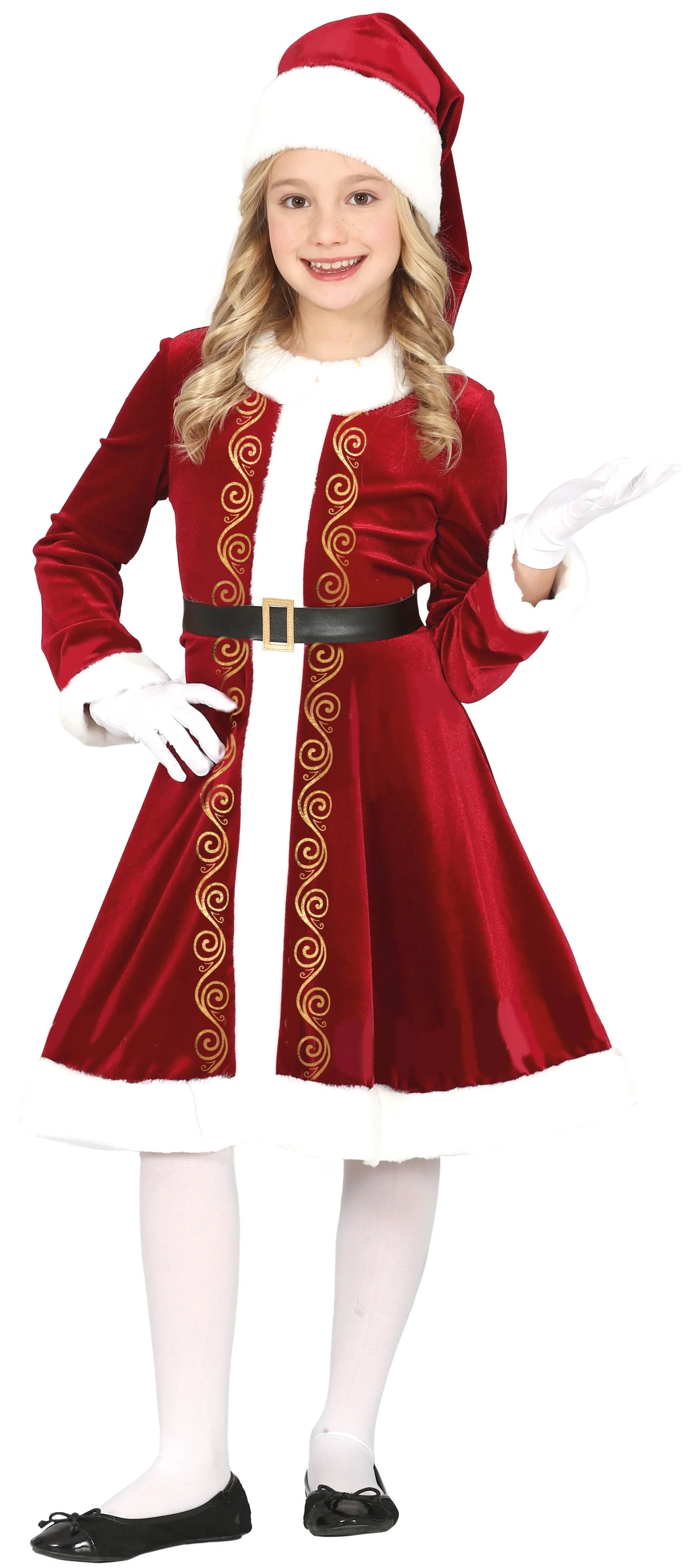 Disfraz de Mamá Noel Terciopelo para Niña Papa Noel y Mama Noel Guirca