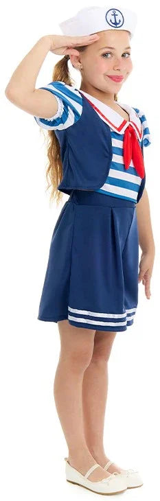 Disfraz de Marinera Navegante Azul para Niña Marineros Infantiles Partilandia