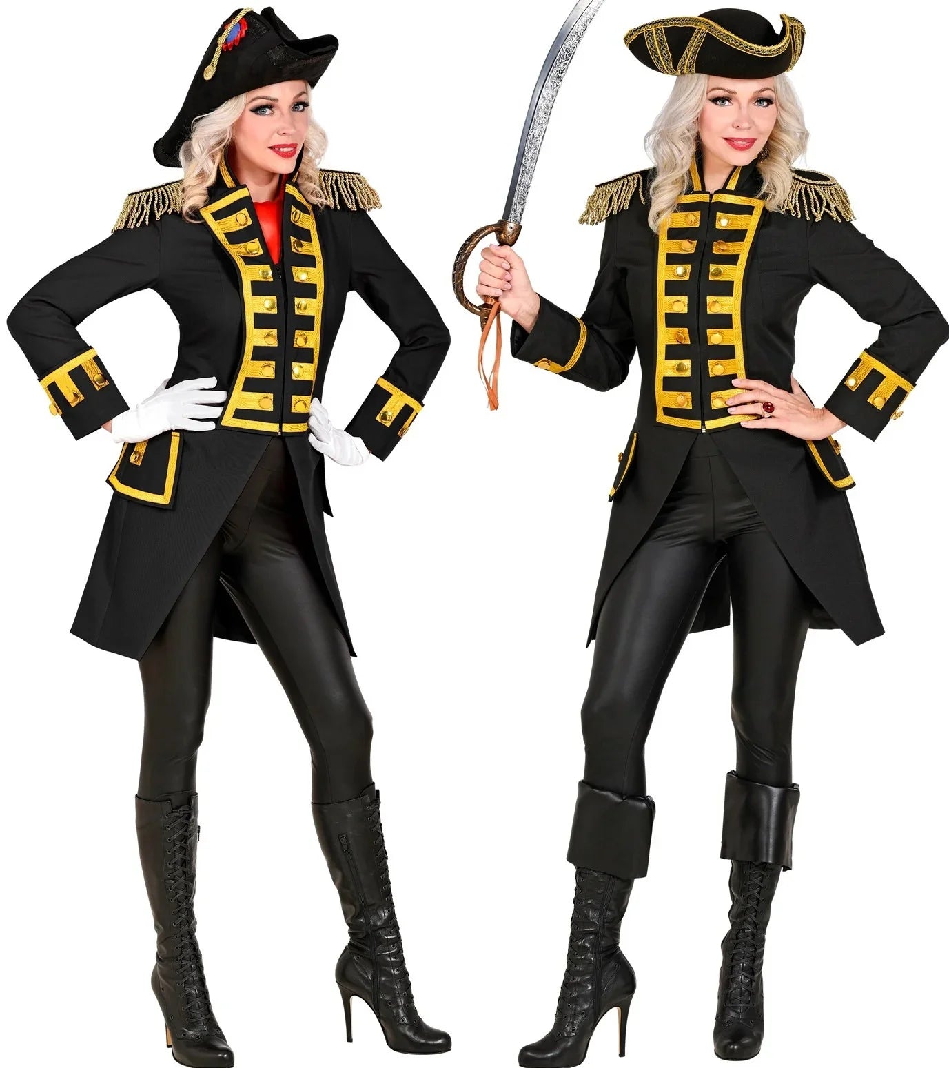 Chaqueta Negra con Pechera Dorada para Mujer Chaquetas, Chalecos y Camisas Widmann