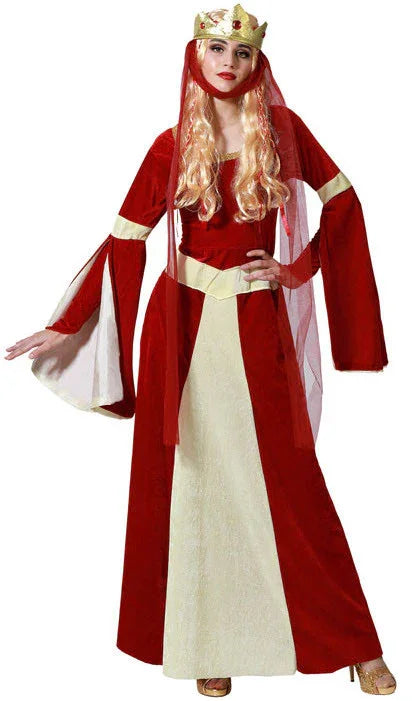 Disfraz de Reina Medieval Roja para Mujer Adultos Atosa