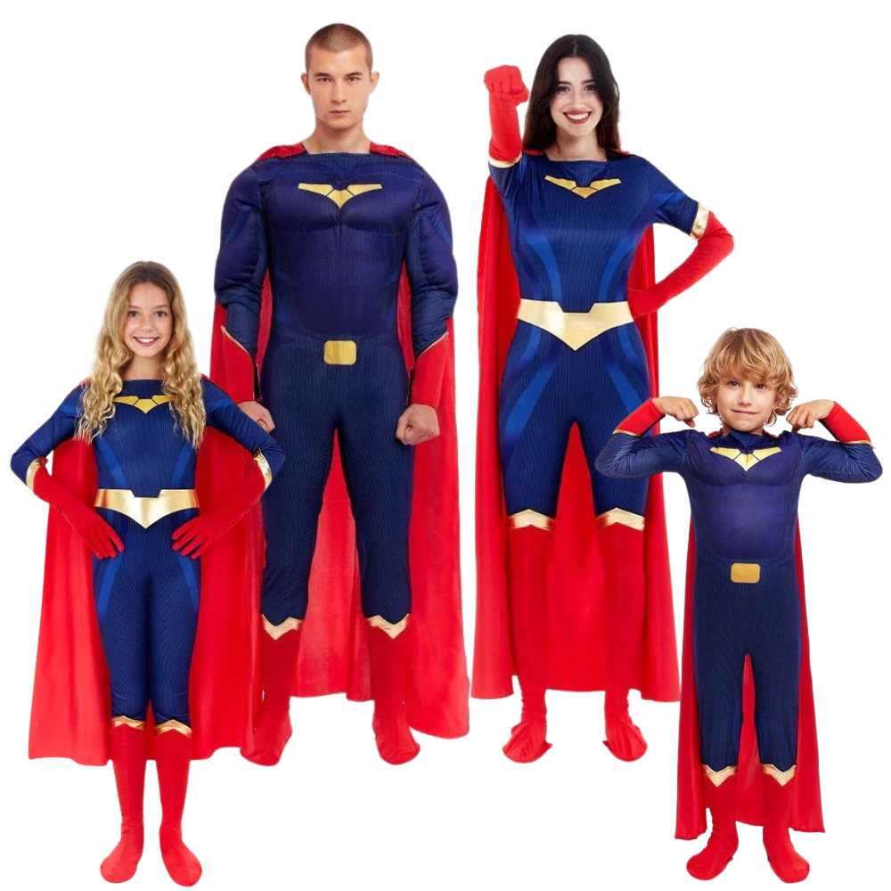 Déguisements de groupe de super-héros bleus et rouges