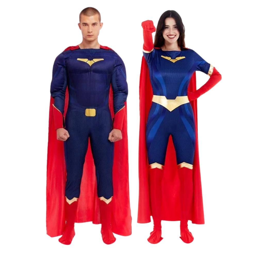 Déguisements de super-héros bleus et rouges pour couples