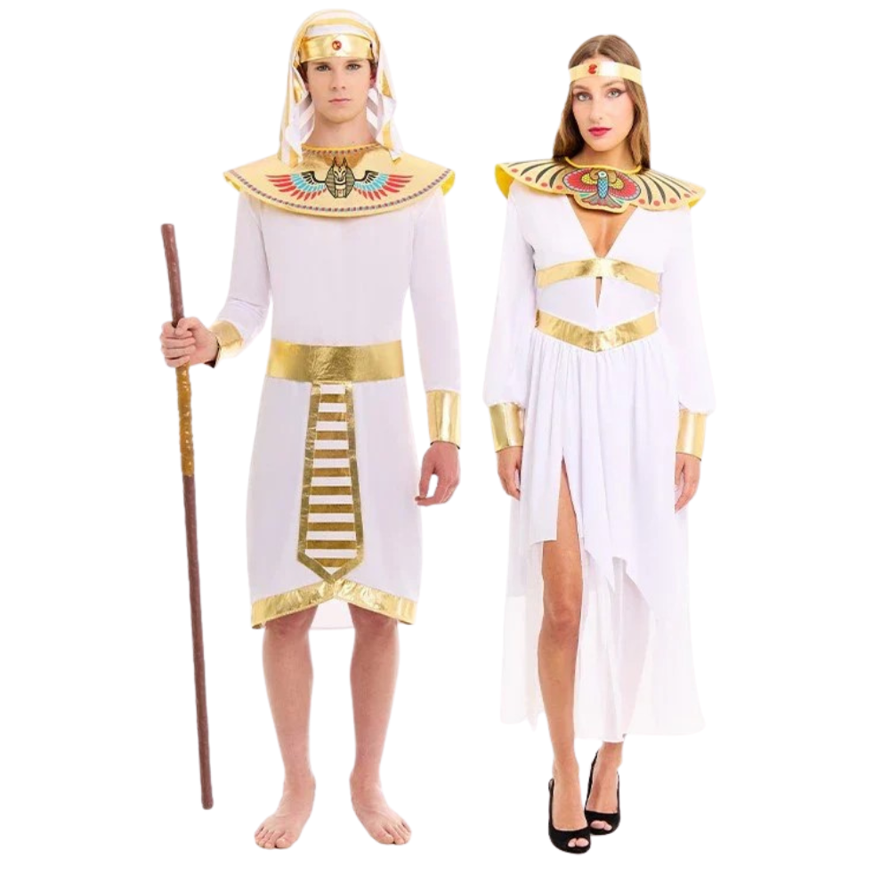 Déguisements de couple de pharaons égyptiens bleus