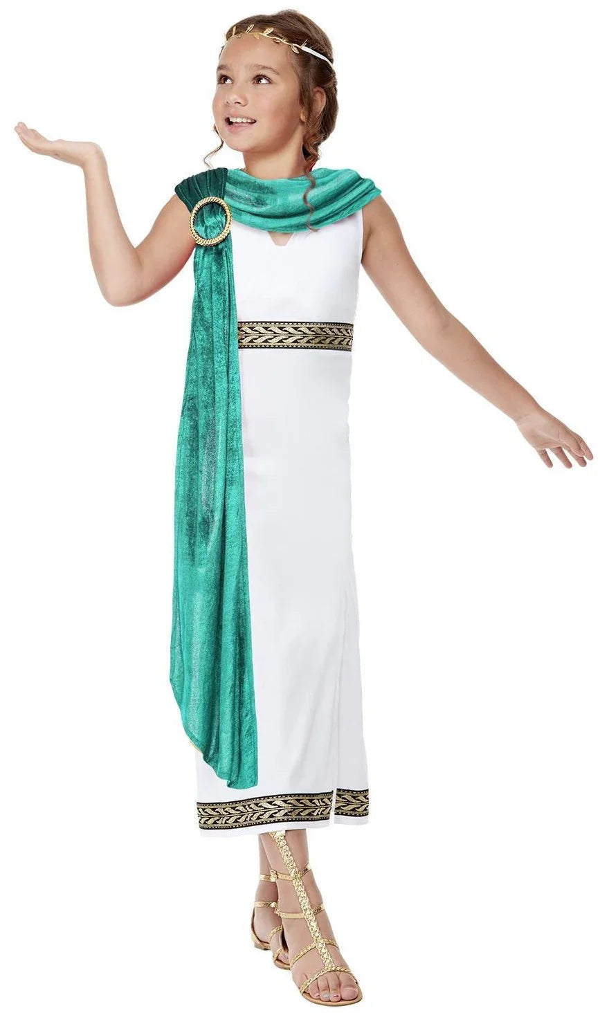 Disfraz de Emperatriz Romana con Toga para Niña Romanos Infantiles Smiffys