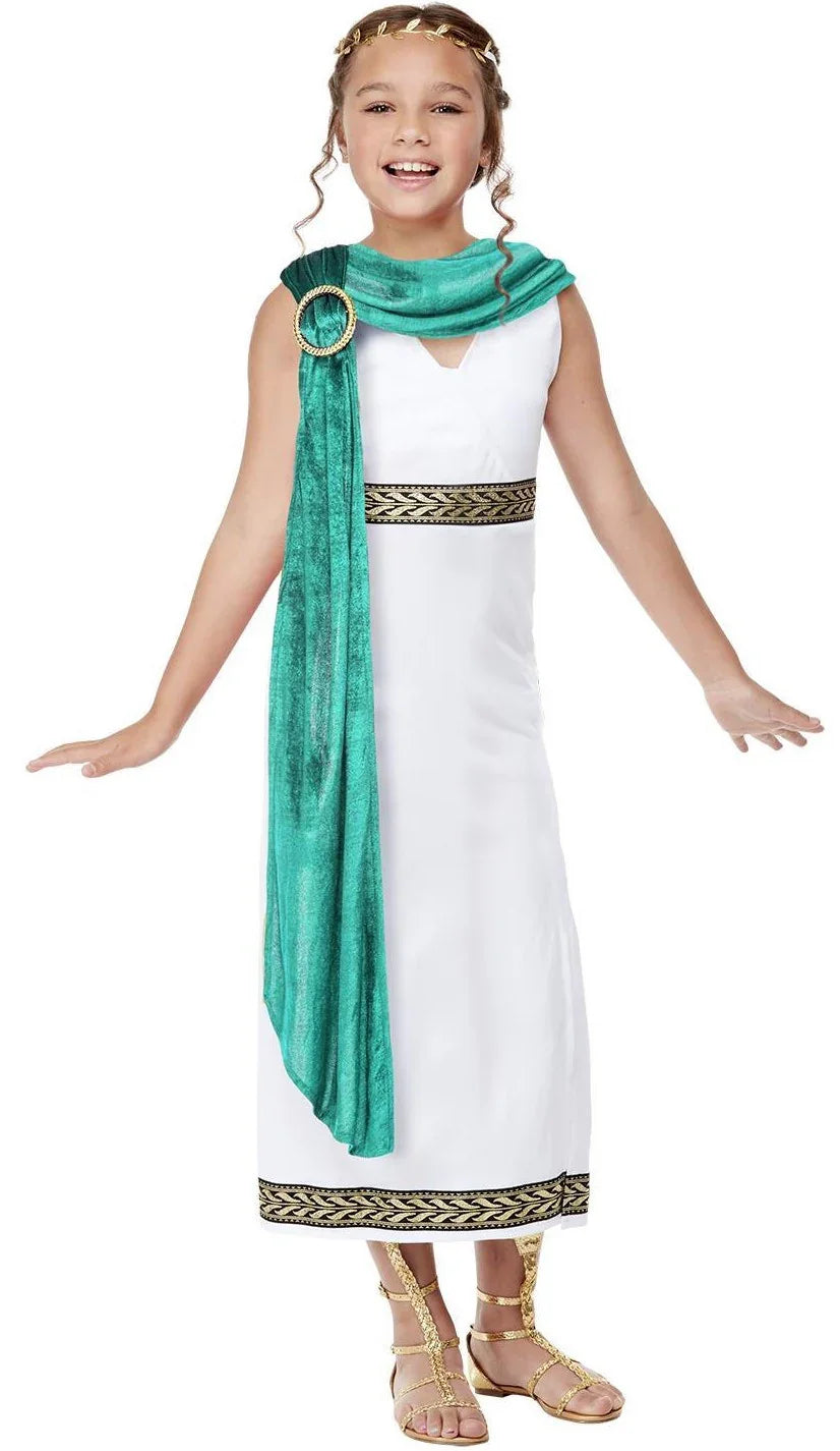 Disfraz de Emperatriz Romana con Toga para Niña Romanos Infantiles Smiffys
