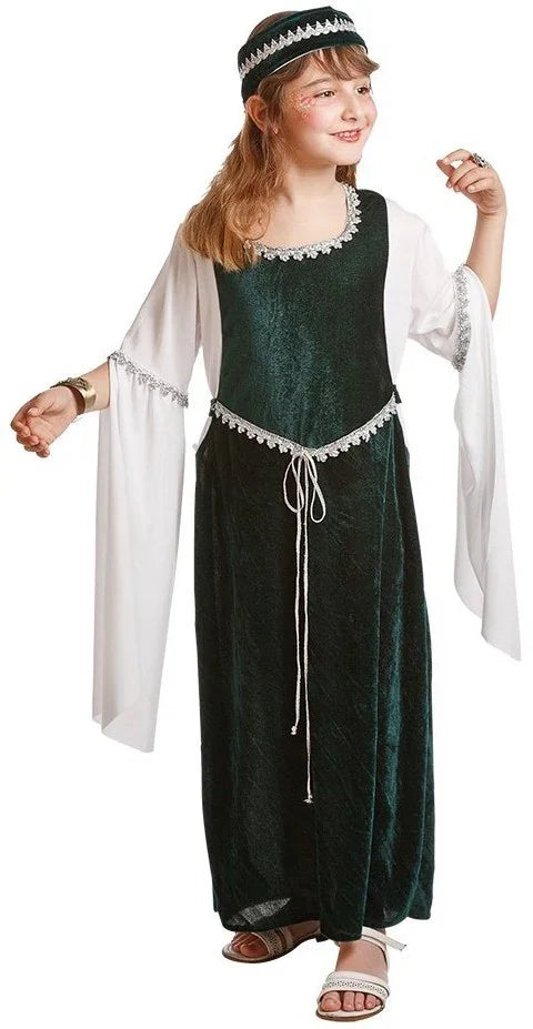 Disfraz de Princesa del Medievo Verde Infantil Princesas y Damas Medievales El Rey del Carnaval