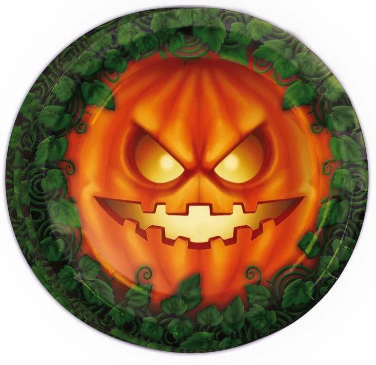 Pack 6 Platos de Calabaza Sonriente Menaje Halloween Guirca