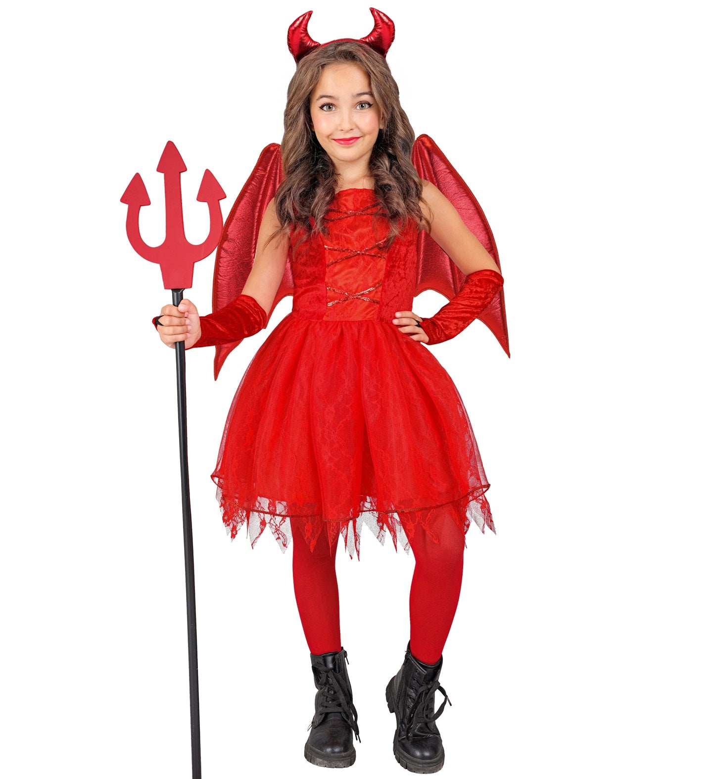 Déguisement de démon rouge avec ailes pour fille